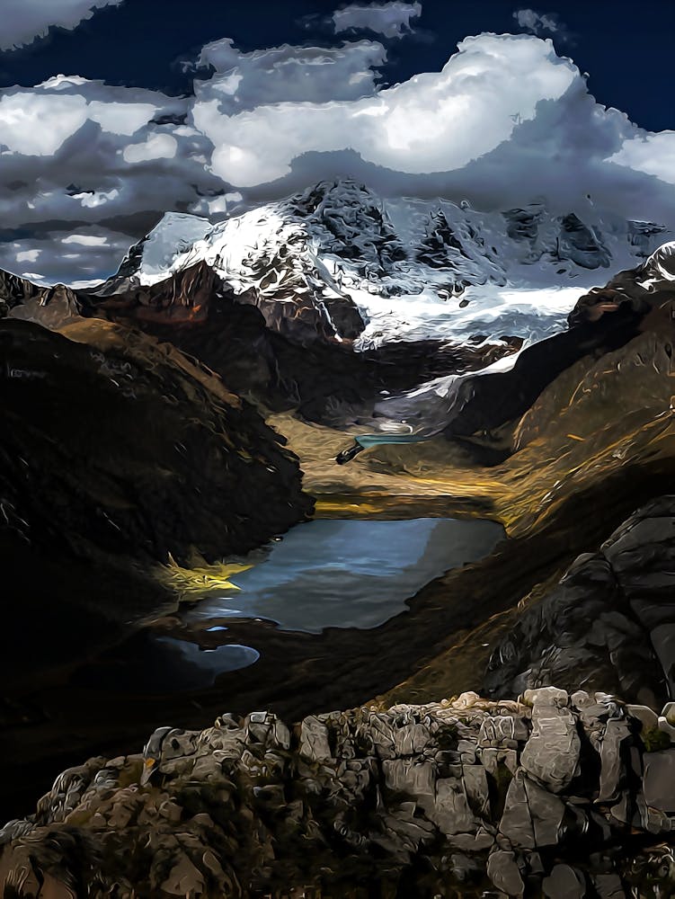 Rondoy, Cordillera Huayhuash Mountain Range In The Peruvian Andes