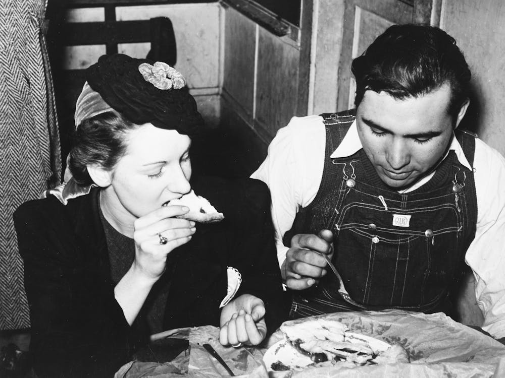 Farm Boy Eating Pie Which He Bought At Auction And Which Was Made By The Girl With Whom He Is Eating, Muskogee