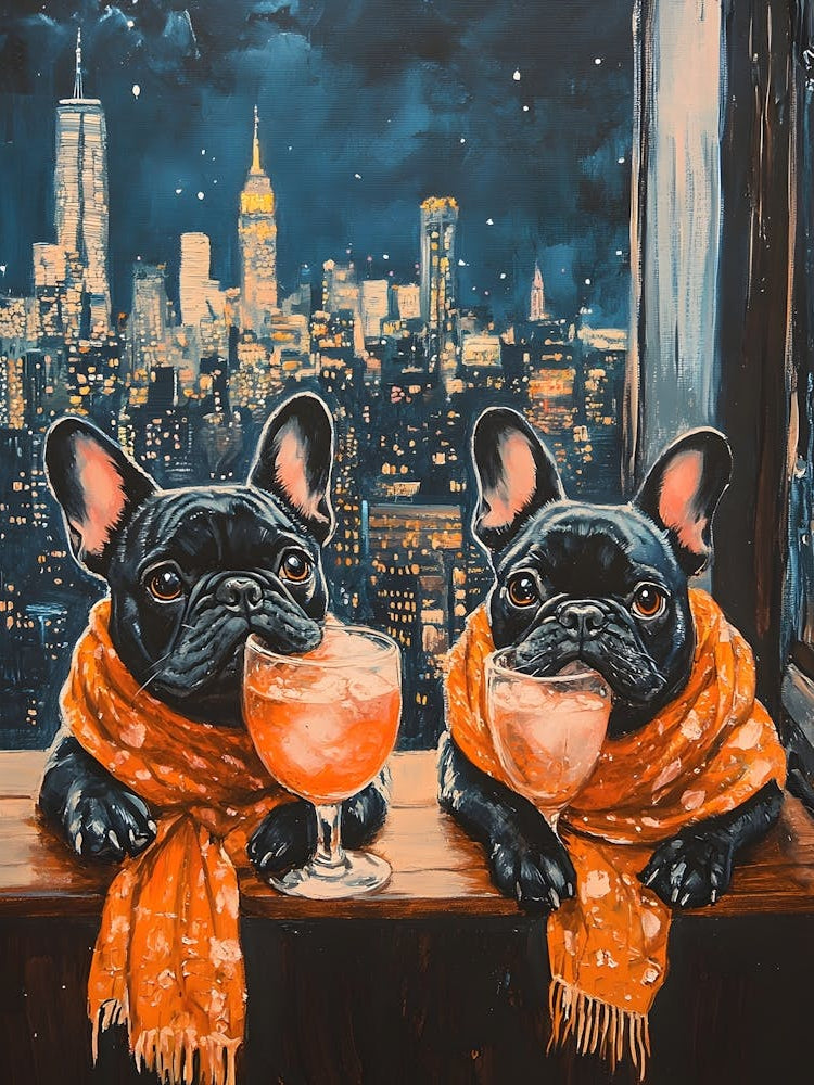 Whimsical Frenchies At The Bar 37