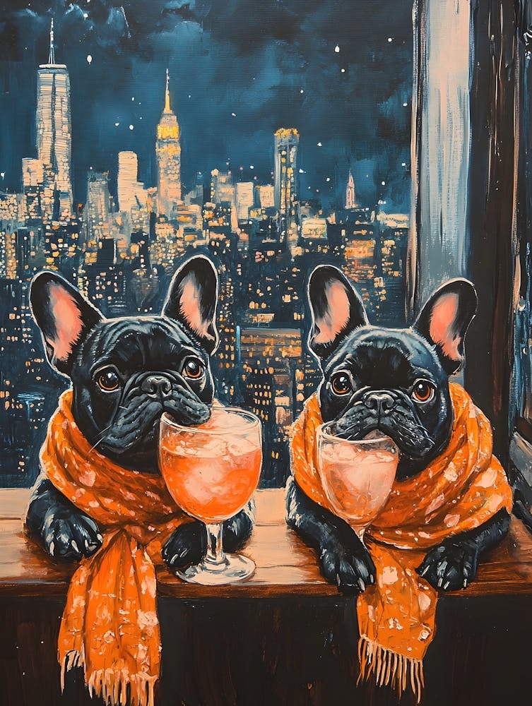 Whimsical Frenchies At The Bar 37