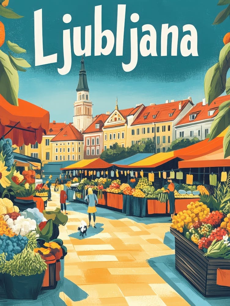 Aihrgdesign A 1970s Inspired Travel Poster For Ljubljana 3