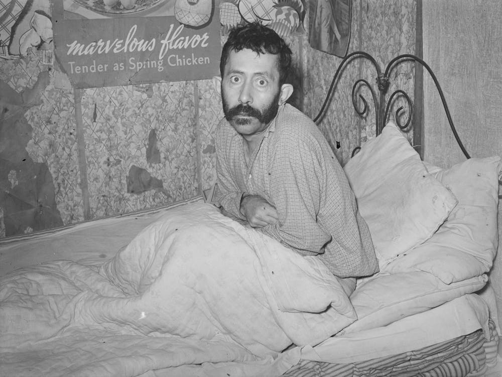 Untitled Photo, Possibly Related To Mexican With Advanced Case Of Tuberculosis, He Was In Bed At Home