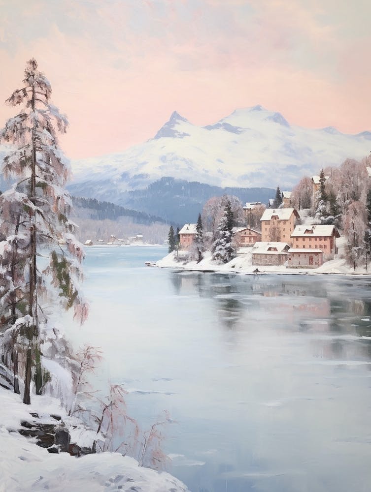Dreamy Winter Painting St Moritz Switzerland 4