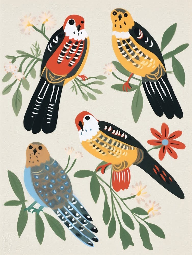 Folk Style Bird Painting American Kestrel 3