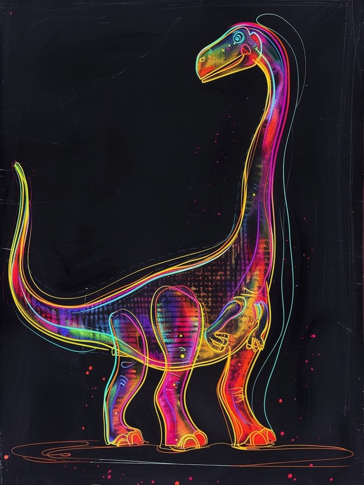 Dinosaur Neon Outlines 4