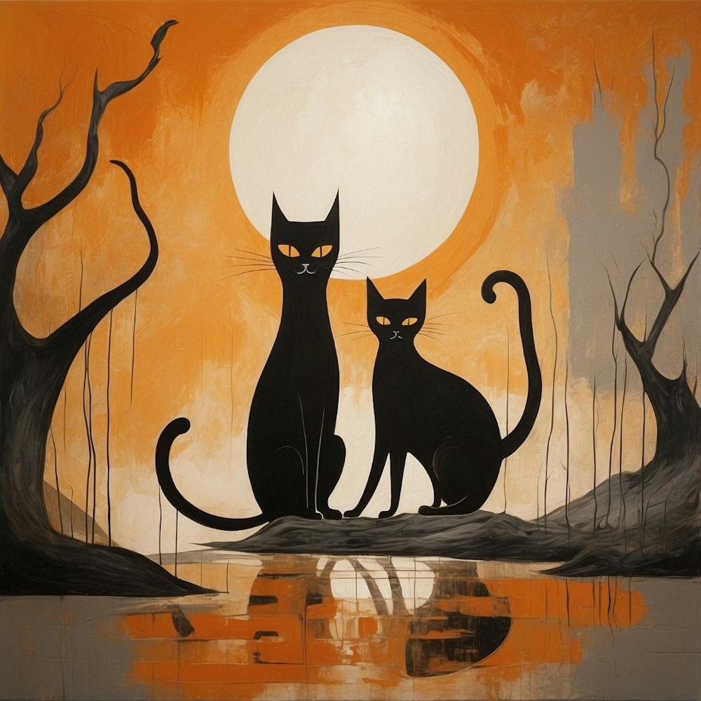 Black Cats In The Moonlight