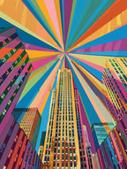 Rockefeller Center New York Colourful Silkscreen Illustration 3