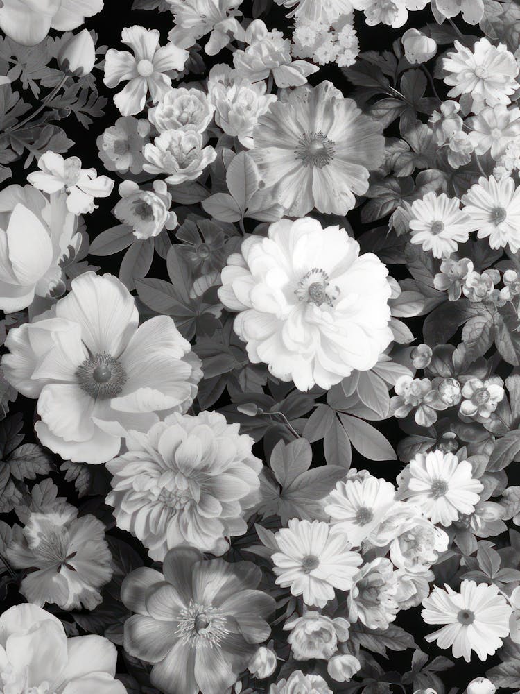 Great Japan Hokusai Black And White Flowers 11