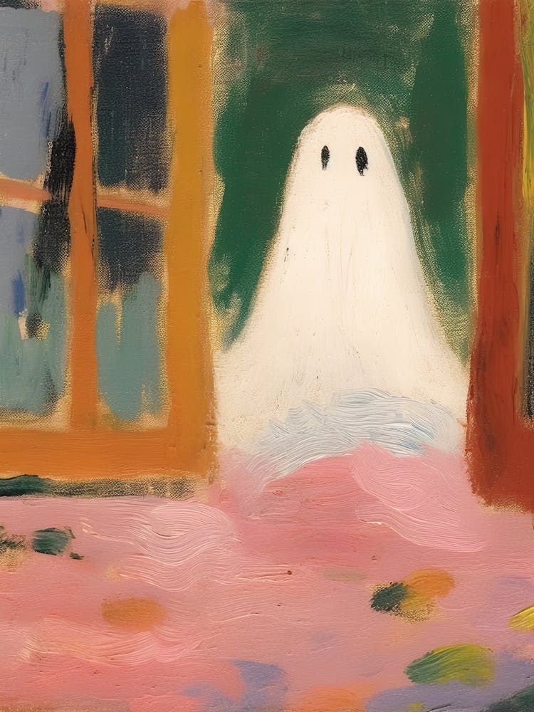 Open Window With A Ghost, Matisse Style, Spooky Halloween 1
