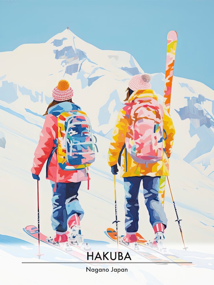 Hakuba   Nagano Japan, Ski Resort Poster Illustration 2