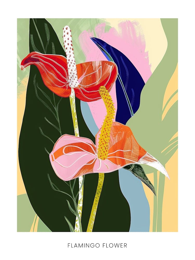 Colourful Flower Illustration Poster Flamingo Flower 3