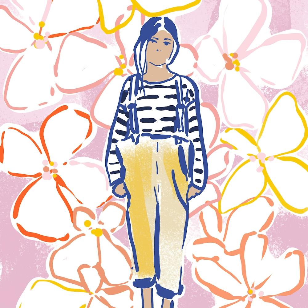 Girl in rain pants square