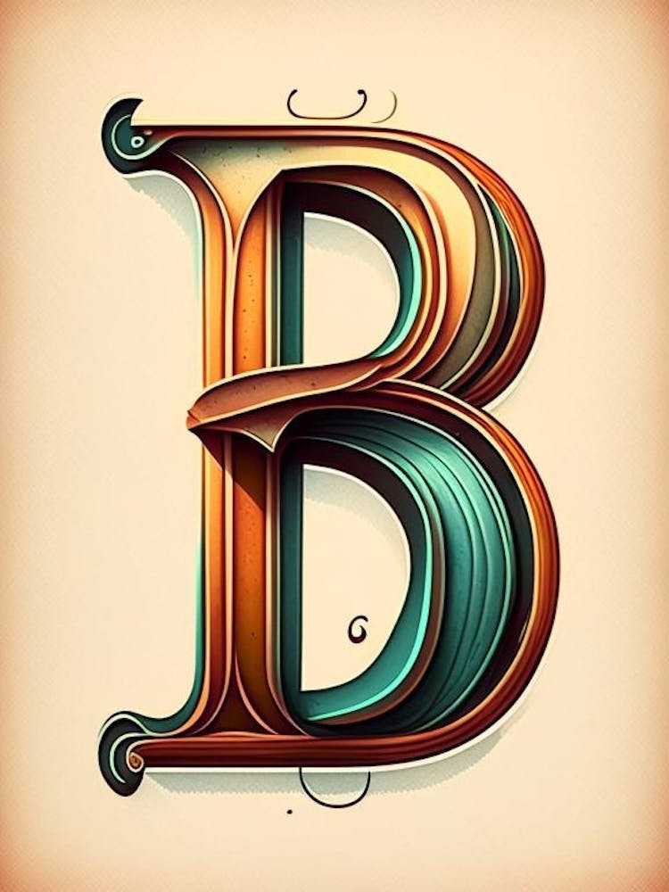 B, Letter, Alphabet Retro Drawing 4