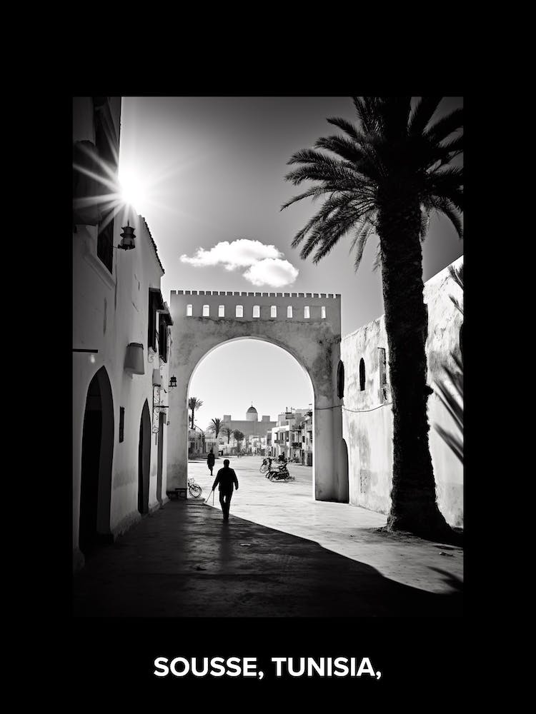 Poster Of Sousse, Tunisia,, Mediterranean Black And White Photography Analogue 3