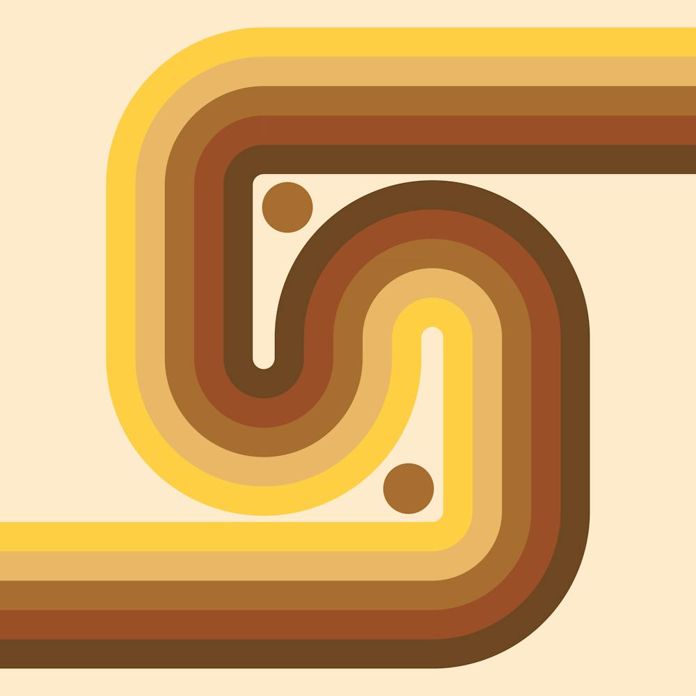 Geometric Rainbow Midcentury Modern Pattern Vintage earthy brown kraft 1