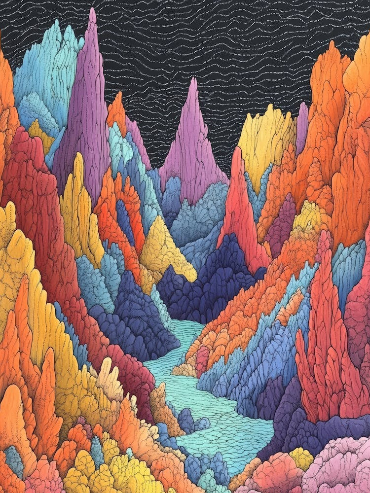 Colourful Mountain Illustration Poster 3