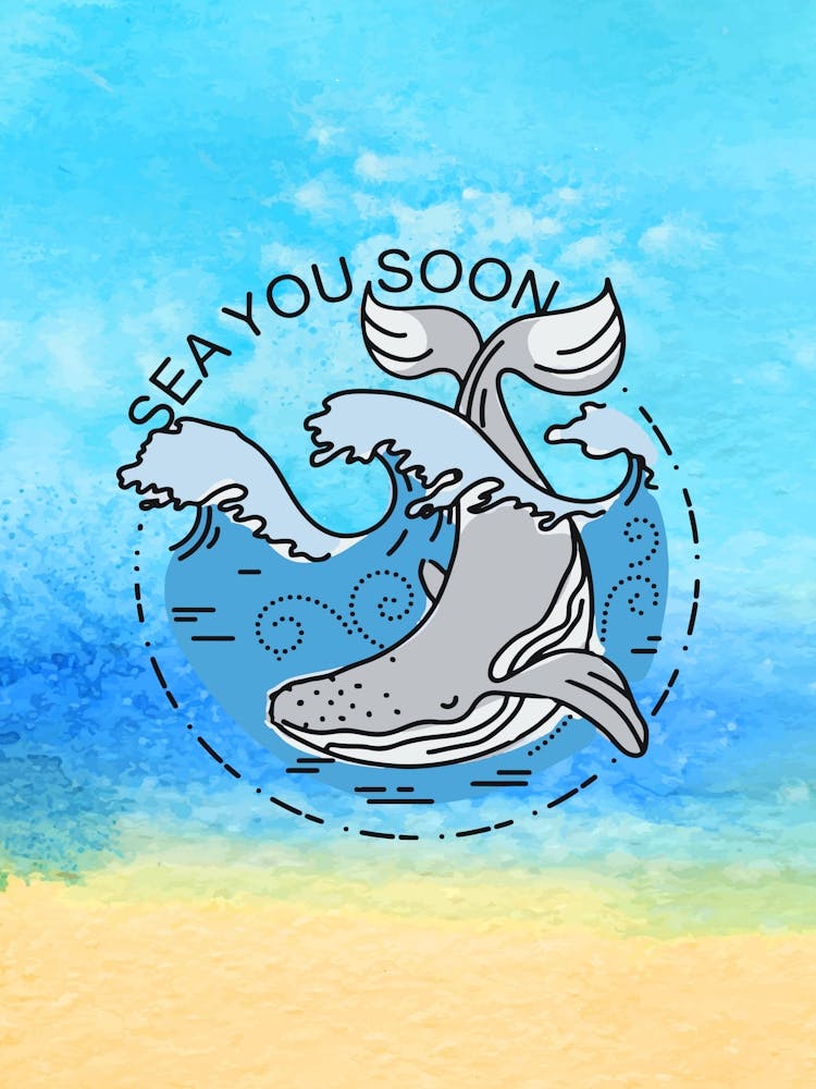 Sea you soon - travel poster, vector art, positive tropical motivation 7