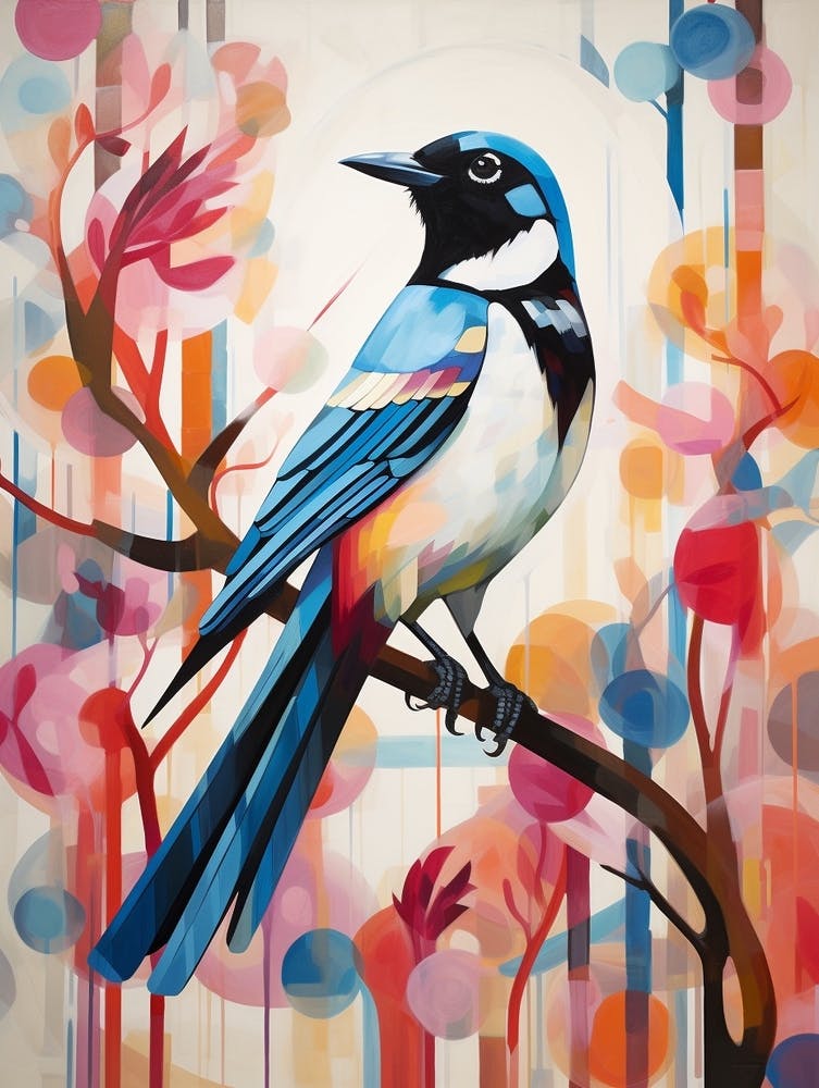 Bird Painting Collage Magpie 3