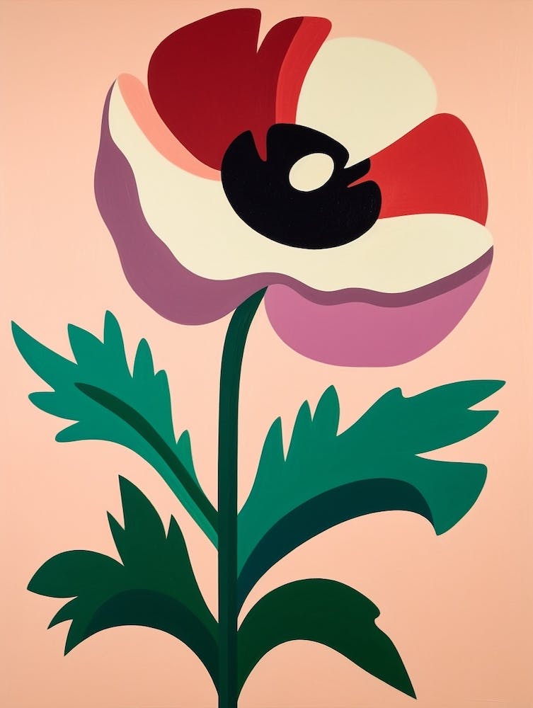 Cut Out Style Flower Art Anemone 3