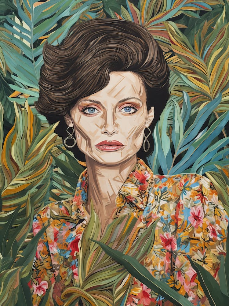 Floral Handpainted Portrait Of Angelina Jolie 2