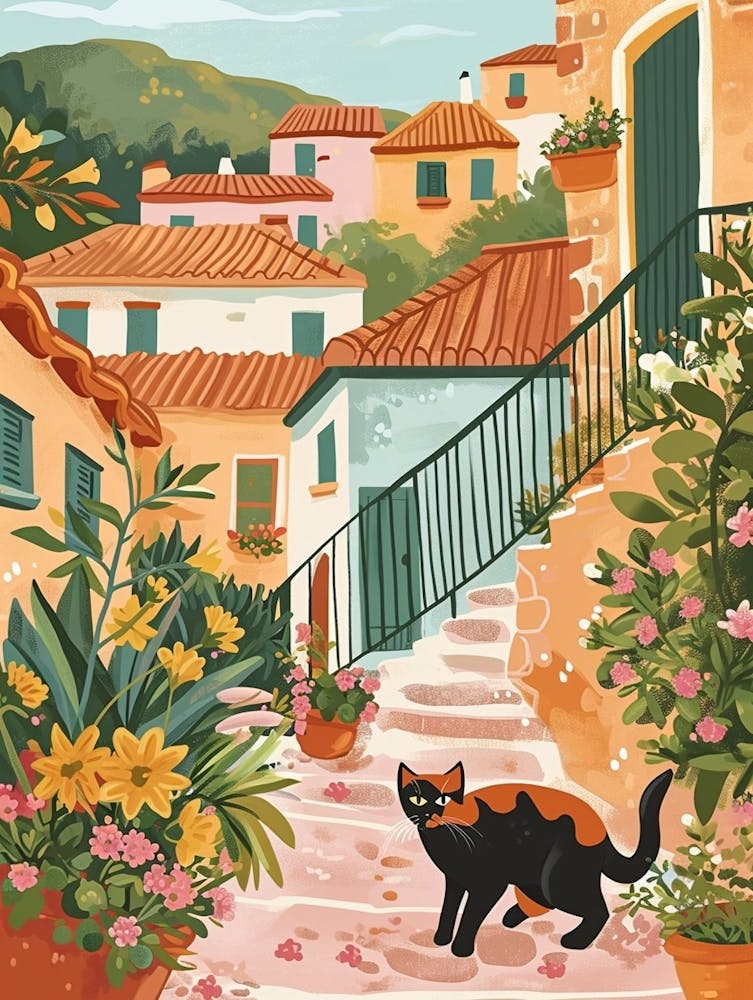 Manx Cat Storybook Illustration 2