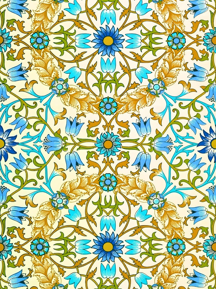 Blue And Yellow Floral Pattern