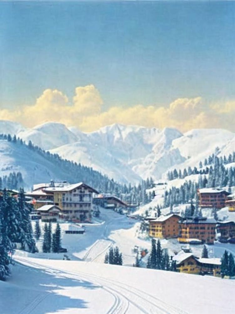 Selva Val Gardena, Italy Vintage Skiing Poster