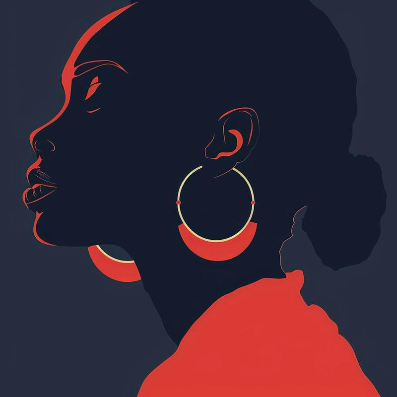 Silhouette Of Woman With Hoop Earrings