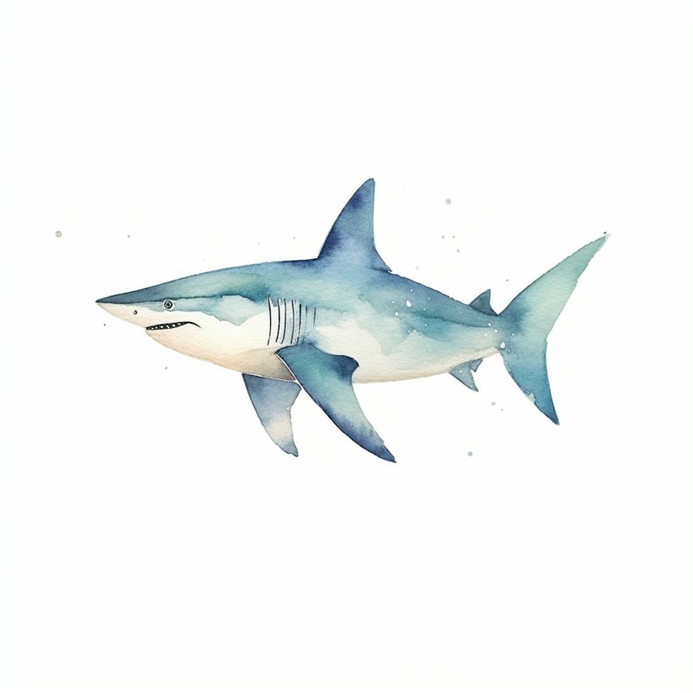 Cartoon Watercolour Silky Shark Kids Nursery 3