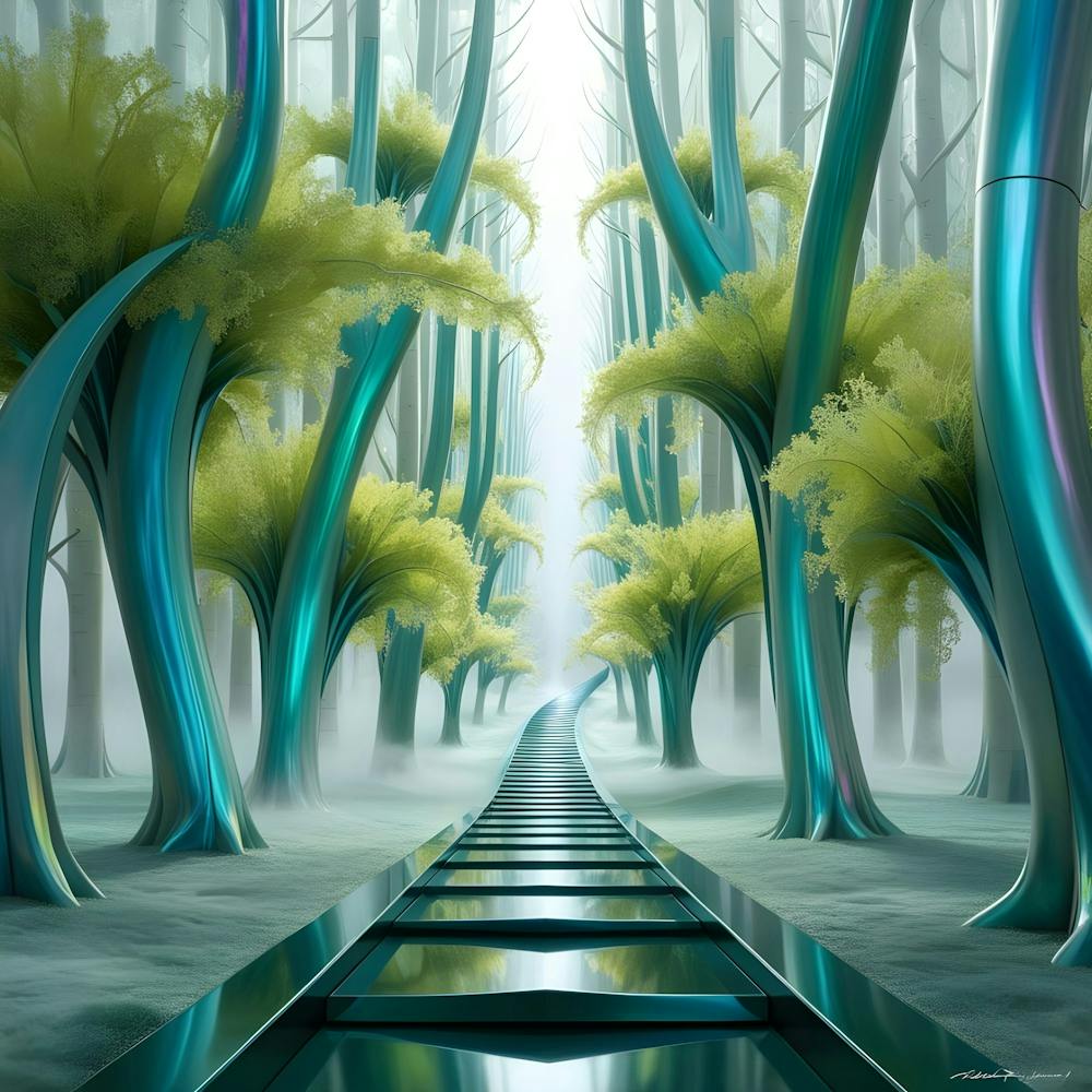 Train Track In The Forest