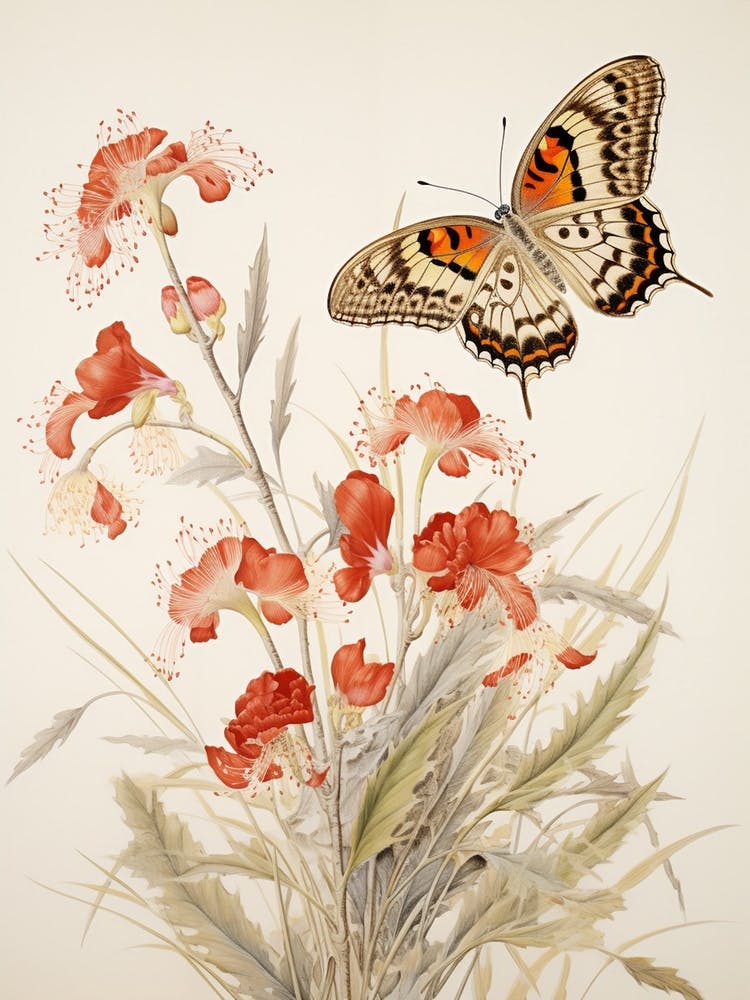 Delicate Butterfly Japanese Style Painting