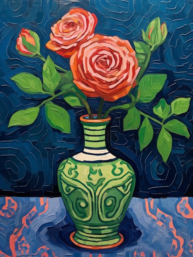 Flowers In A Vase Still Life Painting Rose 3