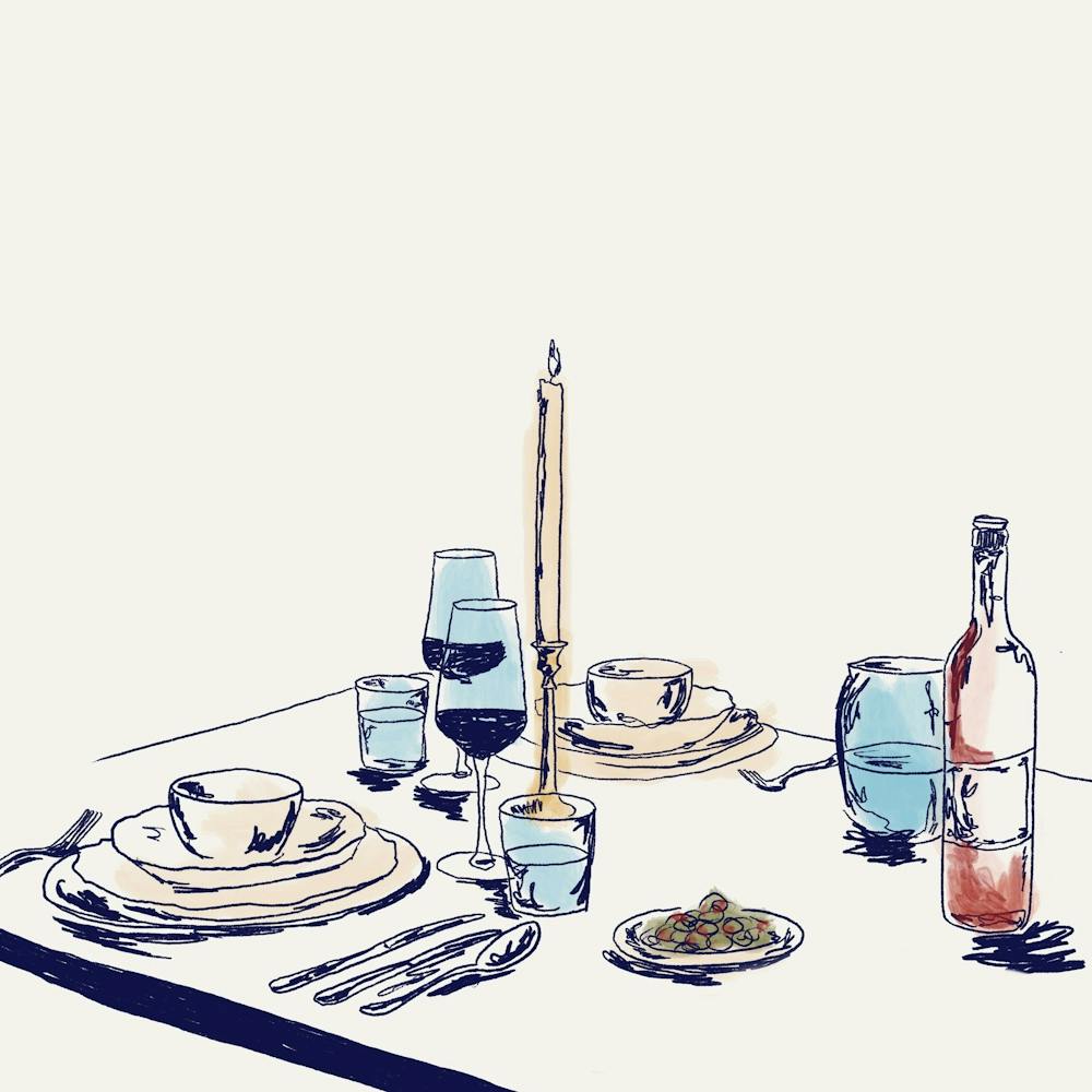 Wine and Olives table top