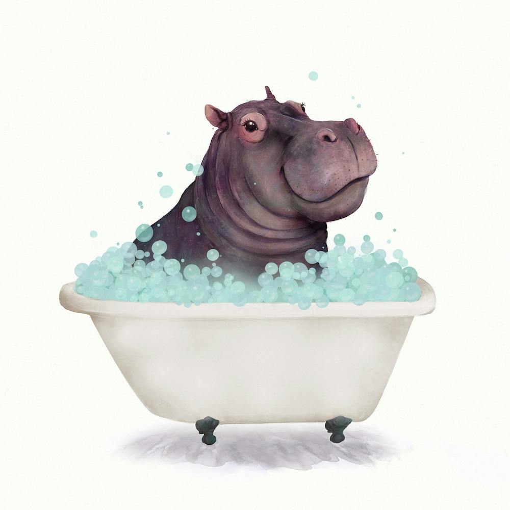 Hippo In The Bathtub Square