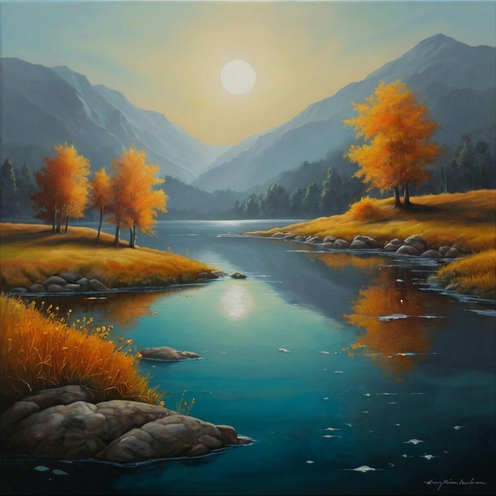 Sonnenuntergang am Fluss