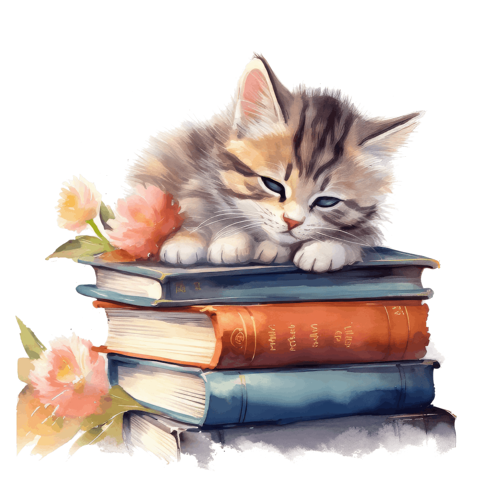Cat Sleeping On Books 20