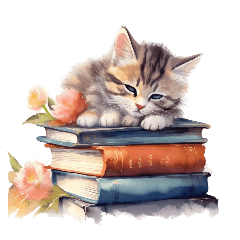Cat Sleeping On Books 20