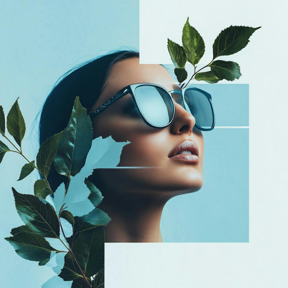 Woman With Sunglasses And Leaves