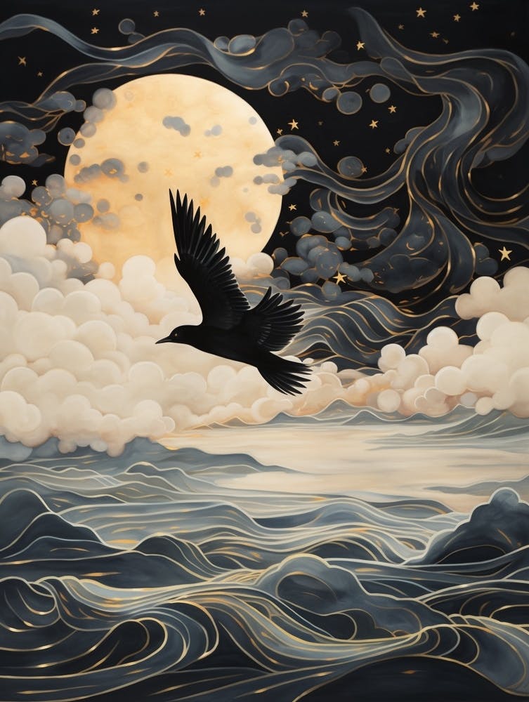 Magpie 5 - Peinture à Détails Dorés