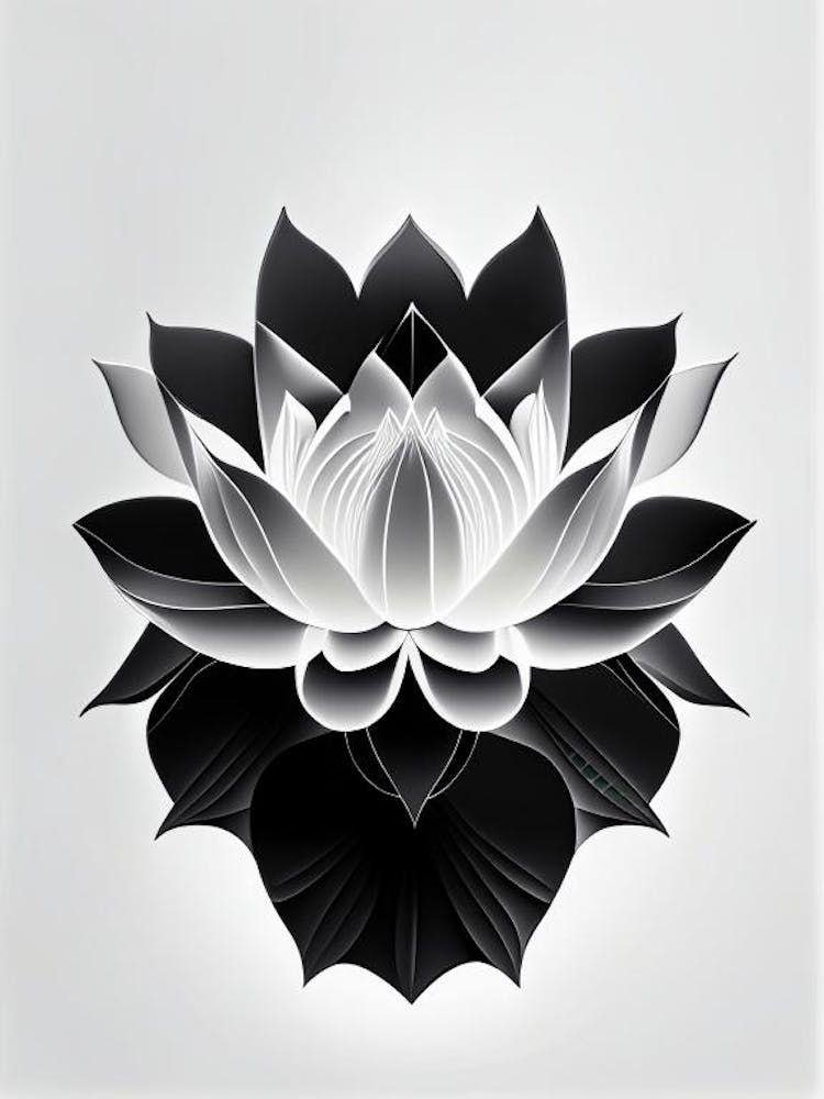 Amur Lotus Géométrique Noir Et Blanc 4