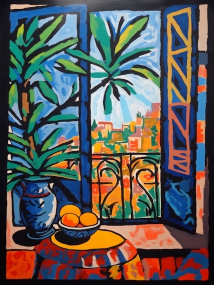 Fensterblick auf Barcelona im Stil des Fauvismus 4