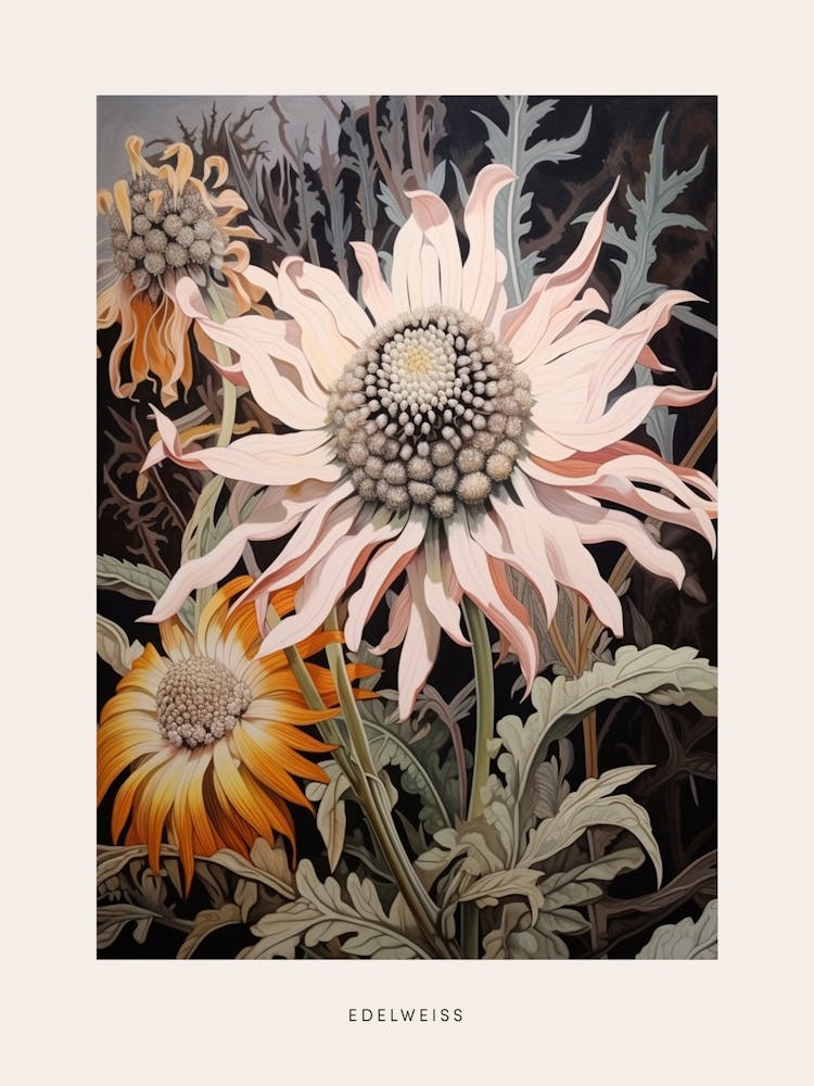 Flower Illustration Edelweiss 3 Poster