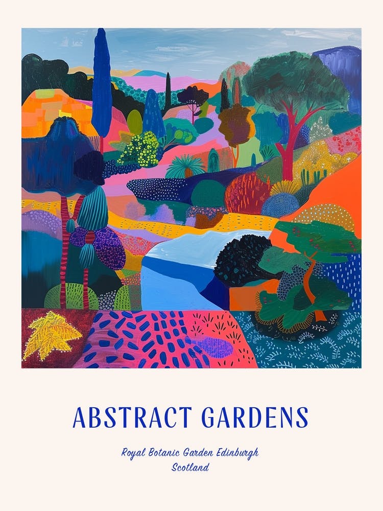 Colourful Gardens Royal Botanic Garden Edinburgh Scotland 3 Blue Poster