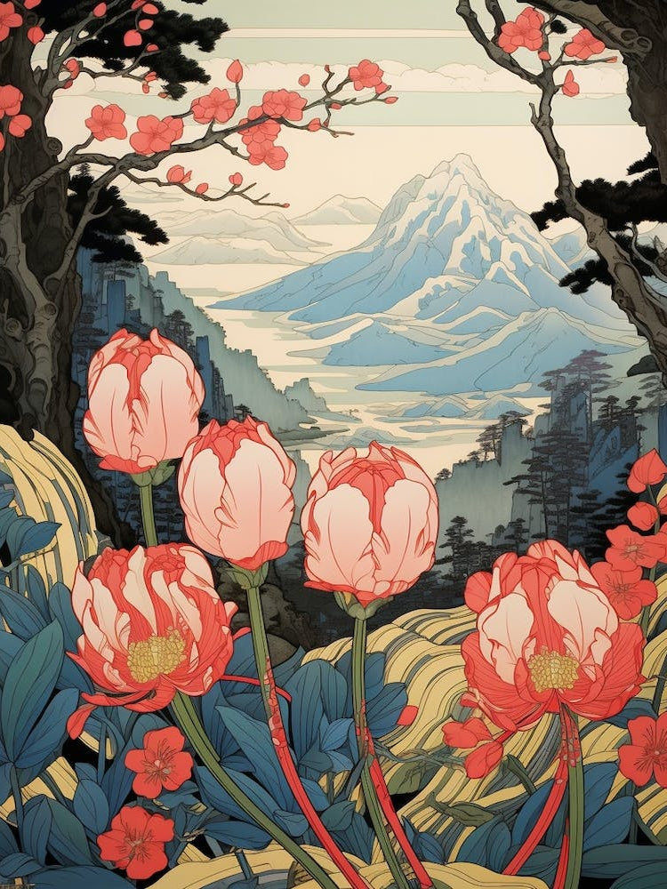 Tulips Mountain Landscape 3