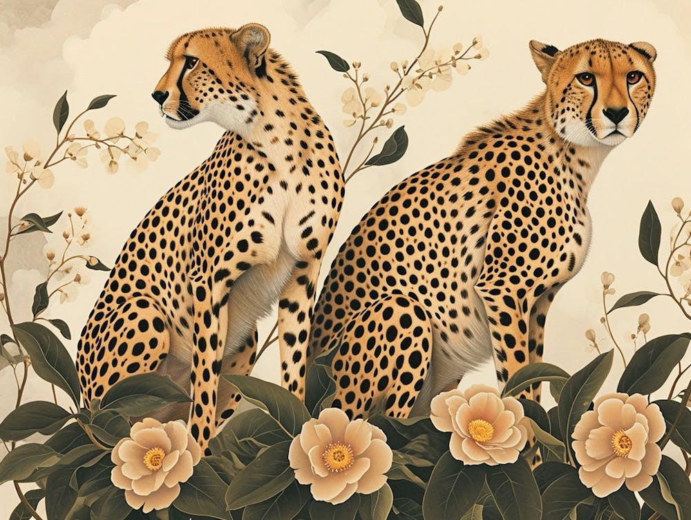 Floral Animal Illustration Cheetah 3