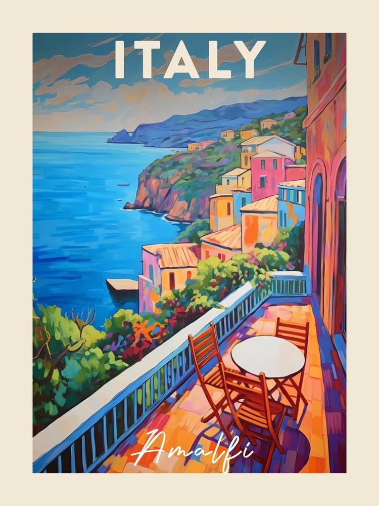 Amalfi Coast Italy 3 Fauvist Painting  Travel Poster