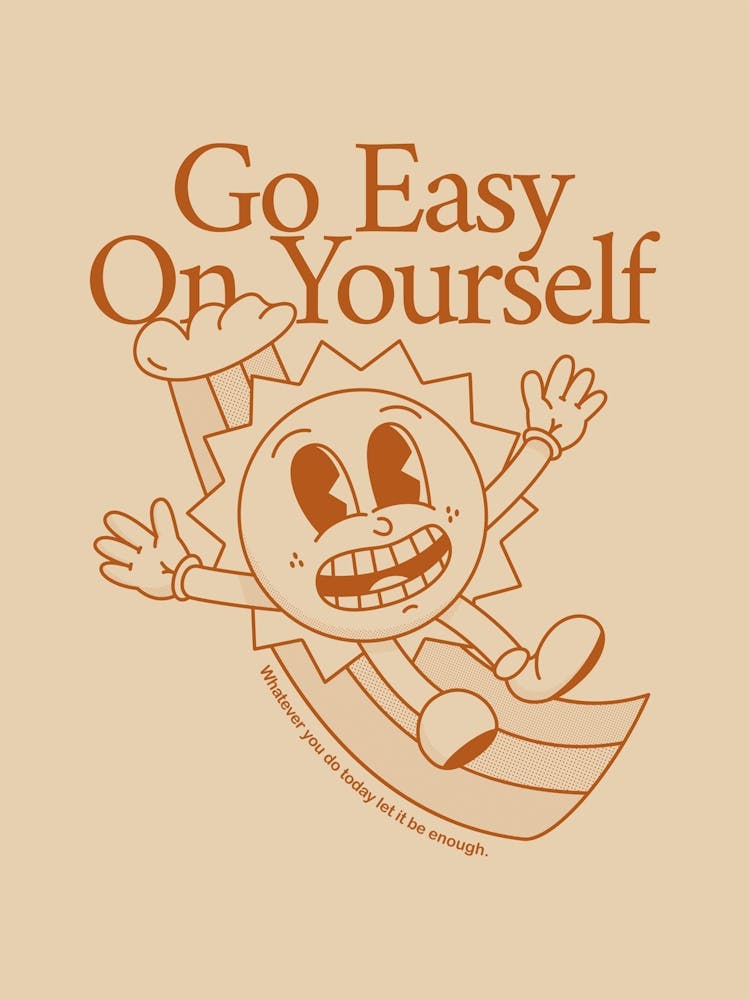 Retro Wall Art Vintage Decor Retro Cartoon Printable Art Retro Vintage Go Easy On Yourself Trendy Retro Poster