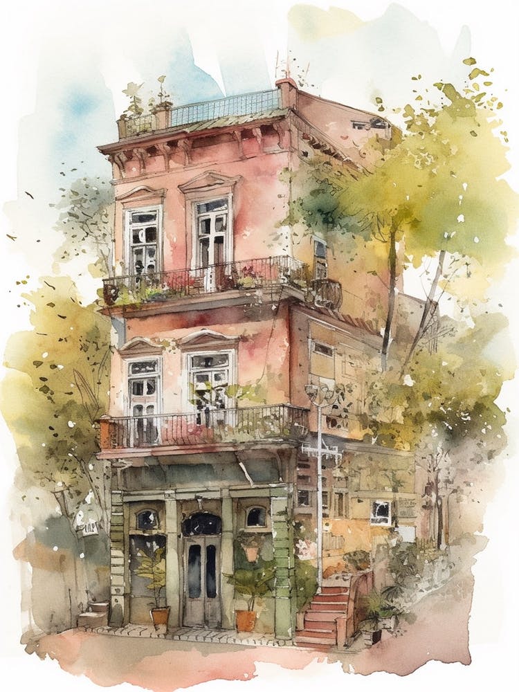 Belgrano Buenos Aires Neighborhood, Watercolour 2