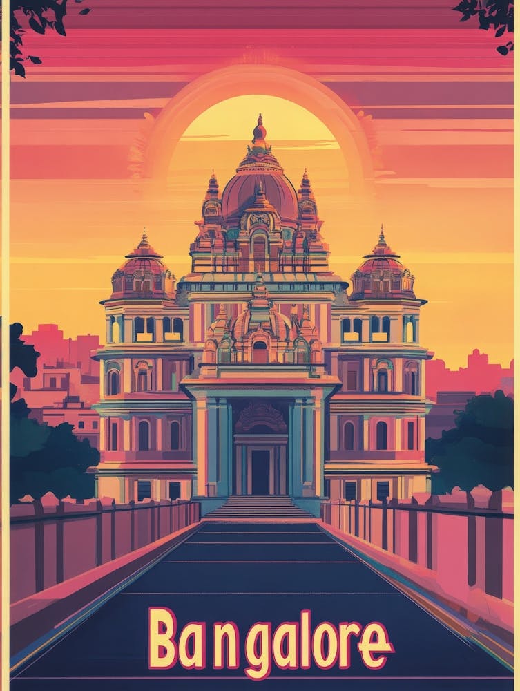 Aihrgdesign A Mid Century Modern Travel Poster For Bangalore 6