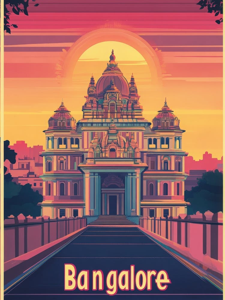 Aihrgdesign A Mid Century Modern Travel Poster For Bangalore 6